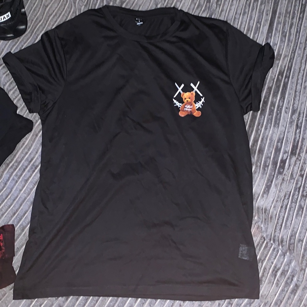 Men bear print tee black L (40)